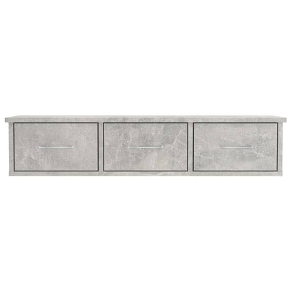800598 vidaXL Wall-mounted Drawer Shelf Concrete Grey 88x26x18,5 cm Engineered Wood