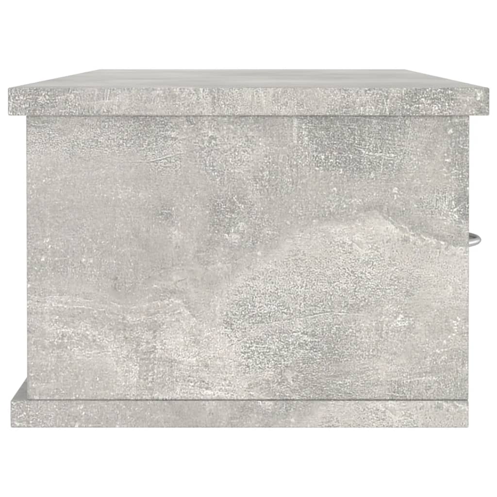 800598 vidaXL Wall-mounted Drawer Shelf Concrete Grey 88x26x18,5 cm Engineered Wood