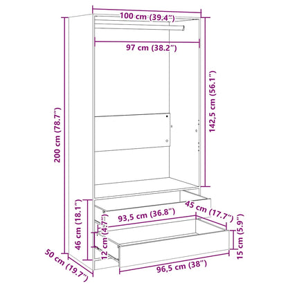 Wardrobe White 100x50x200 cm Engineered Wood