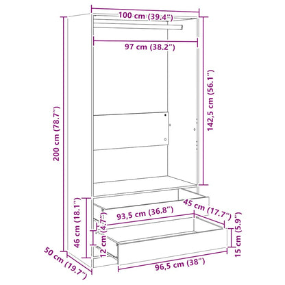 Wardrobe White 100x50x200 cm Engineered Wood