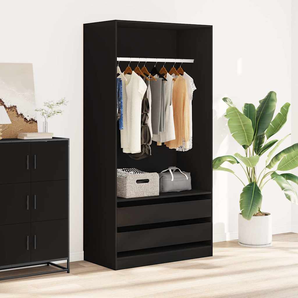 Wardrobe Black 100x50x200 cm Engineered Wood