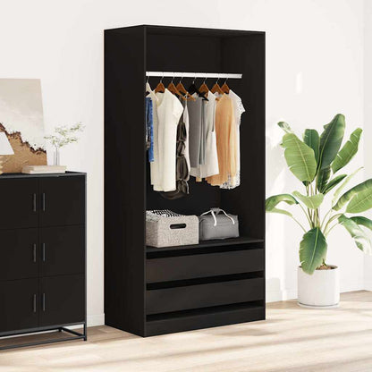 Wardrobe Black 100x50x200 cm Engineered Wood