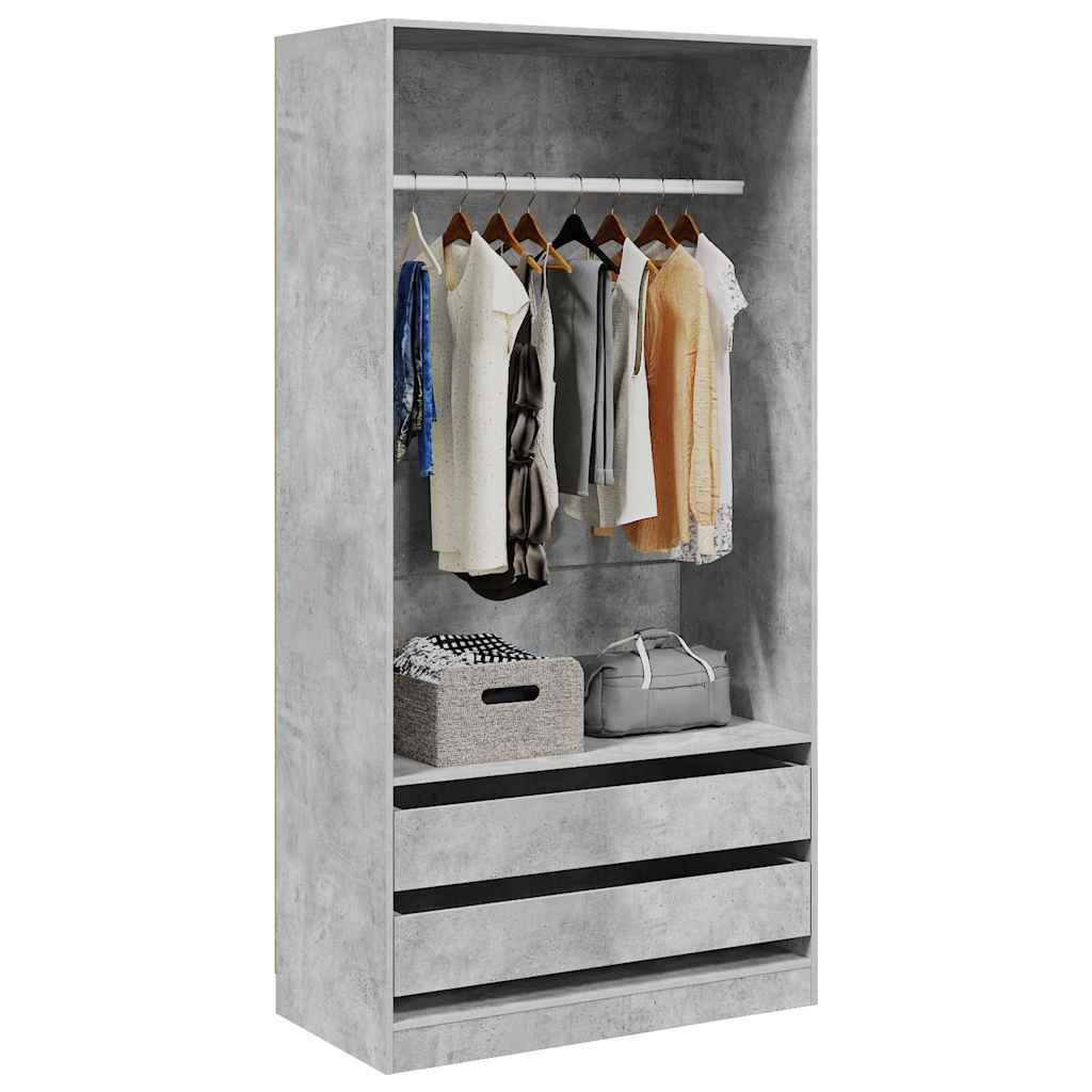 800607 vidaXL Wardrobe Concrete Grey 100x50x200 cm Engineered Wood