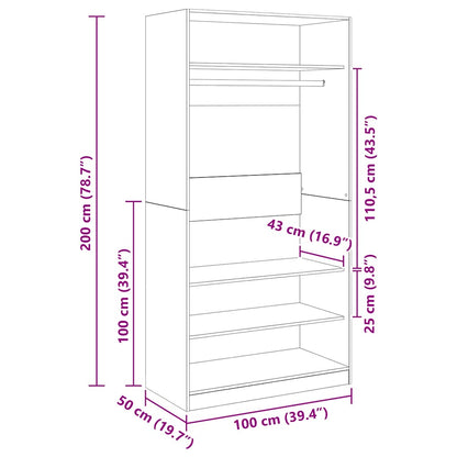 Wardrobe Concrete Grey 100x50x200 cm Engineered Wood