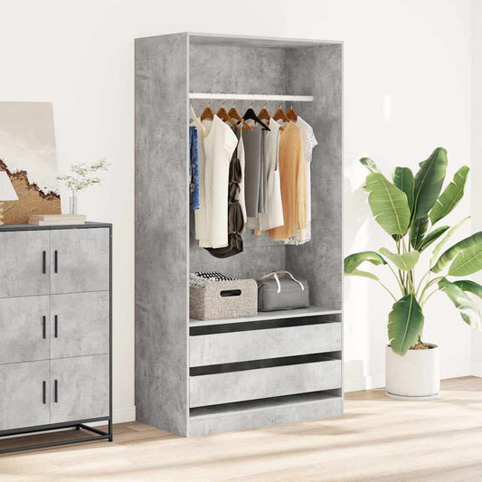 800607 vidaXL Wardrobe Concrete Grey 100x50x200 cm Engineered Wood