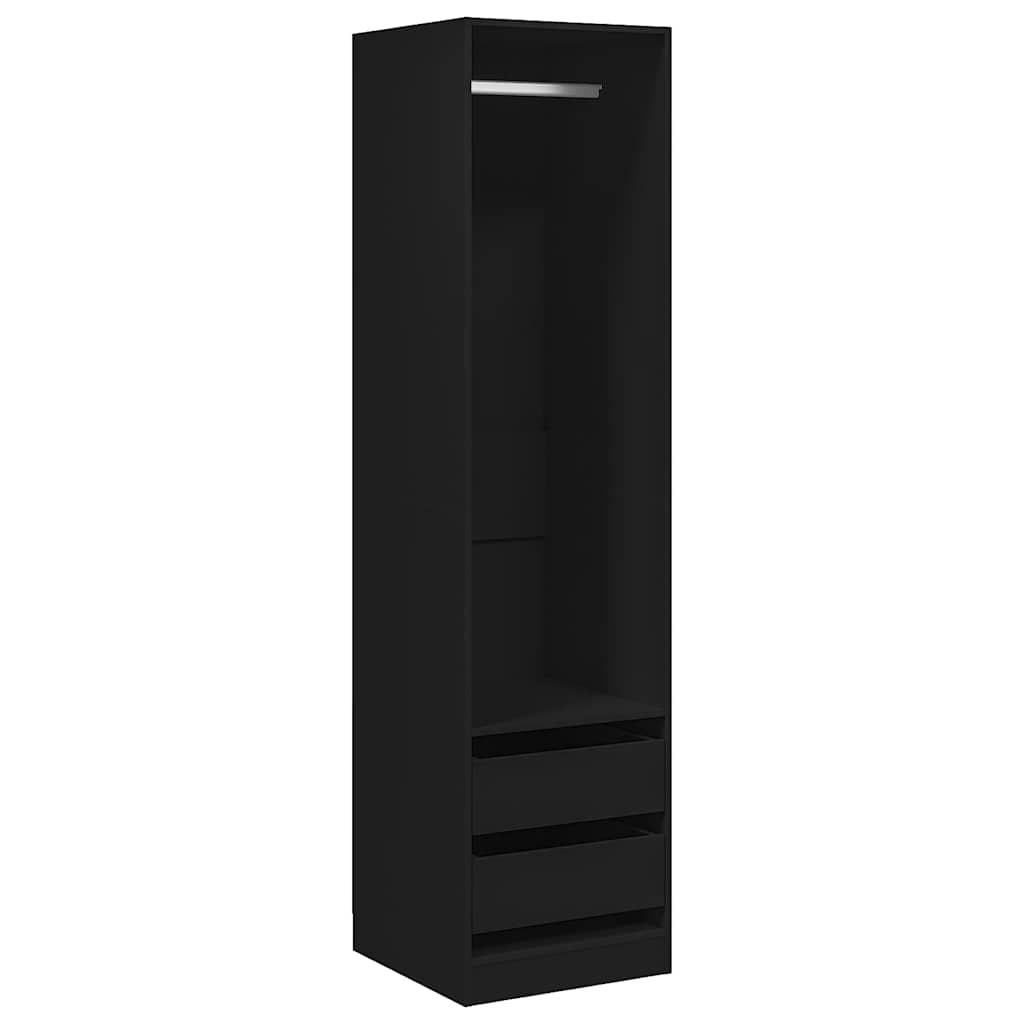 Wardrobe with Drawers Black 50x50x200 cm Engineered Wood