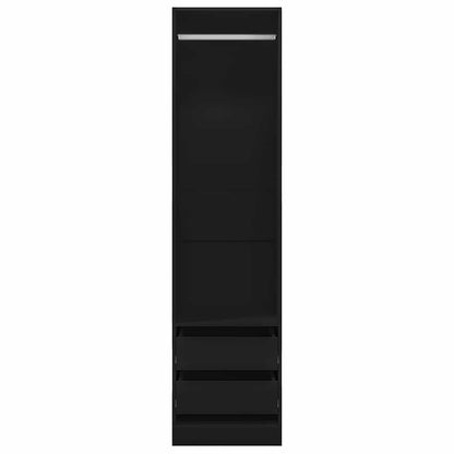 Wardrobe with Drawers Black 50x50x200 cm Engineered Wood