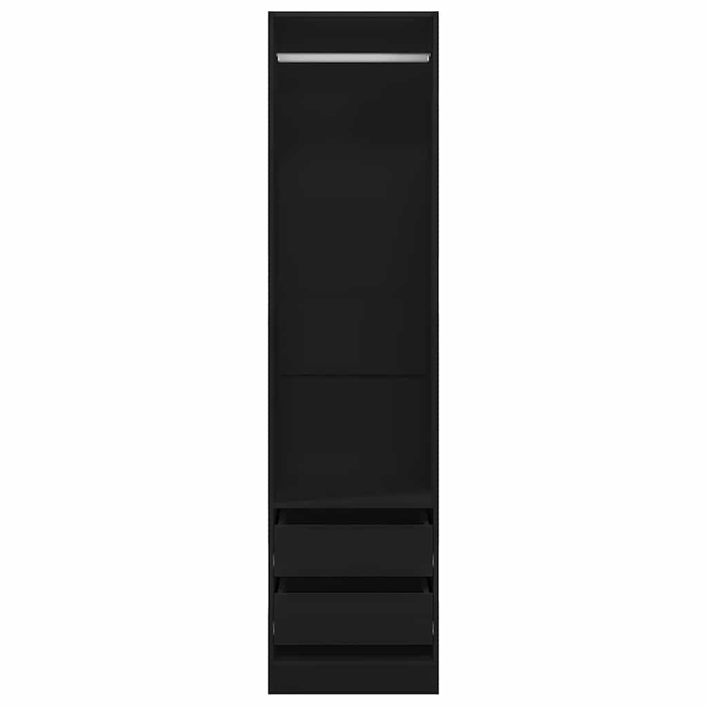 Wardrobe with Drawers Black 50x50x200 cm Engineered Wood