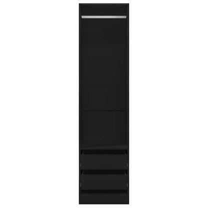 Wardrobe with Drawers Black 50x50x200 cm Engineered Wood