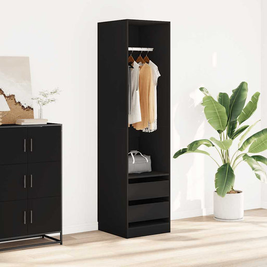 Wardrobe with Drawers Black 50x50x200 cm Engineered Wood