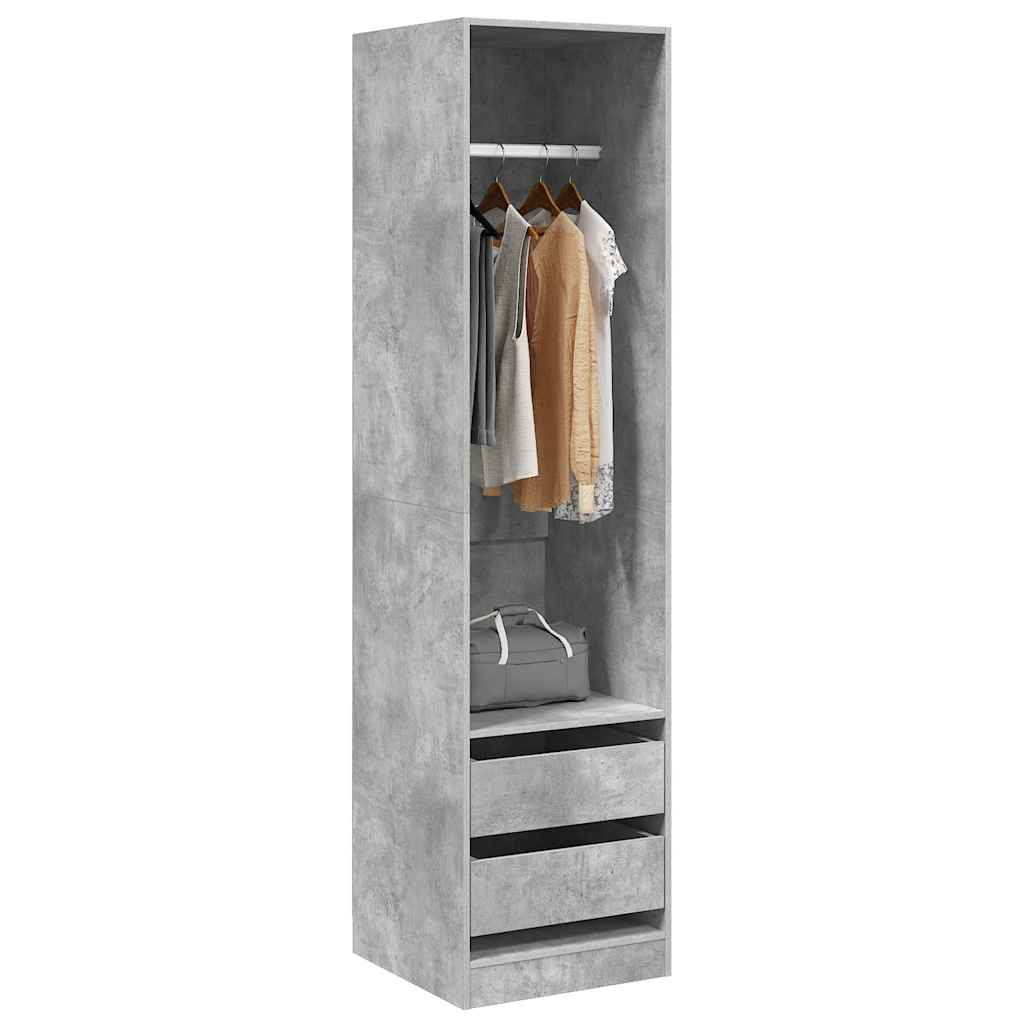 Wardrobe with Drawers Concrete Grey 50x50x200 cm Engineered Wood