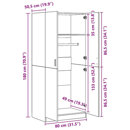 800622 vidaXL Wardrobe Black 80x52x180 cm Engineered Wood