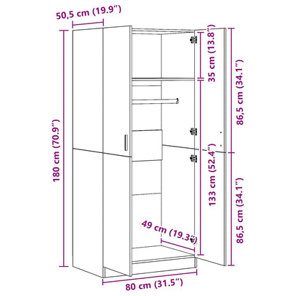 Wardrobe Sonoma Oak 80x52x180 cm Engineered Wood
