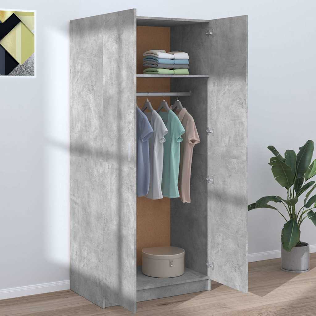 800625 vidaXL Wardrobe Concrete Grey 80x52x180 cm Engineered Wood
