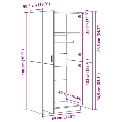 Wardrobe Concrete Grey 80x52x180 cm Engineered Wood