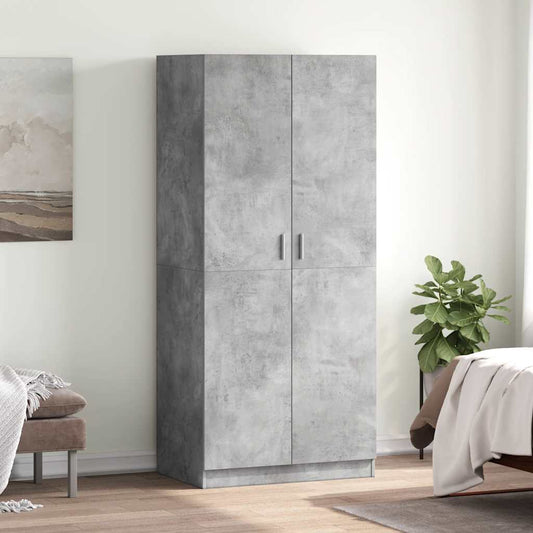 Wardrobe | Concrete grey | Engineered wood | Compact | Wardrobe