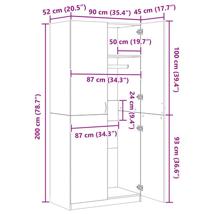 Wardrobe Sonoma Oak 90x52x200 cm Engineered Wood