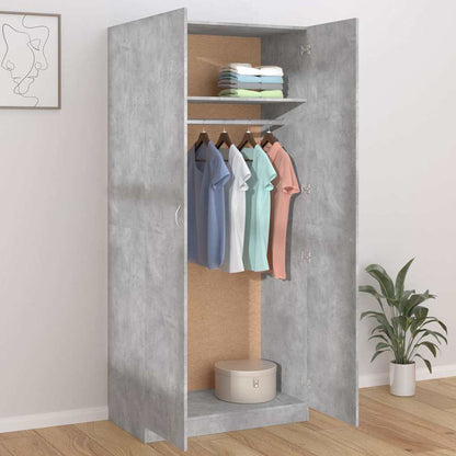 800634 vidaXL Wardrobe Concrete Grey 90x52x200 cm Engineered Wood