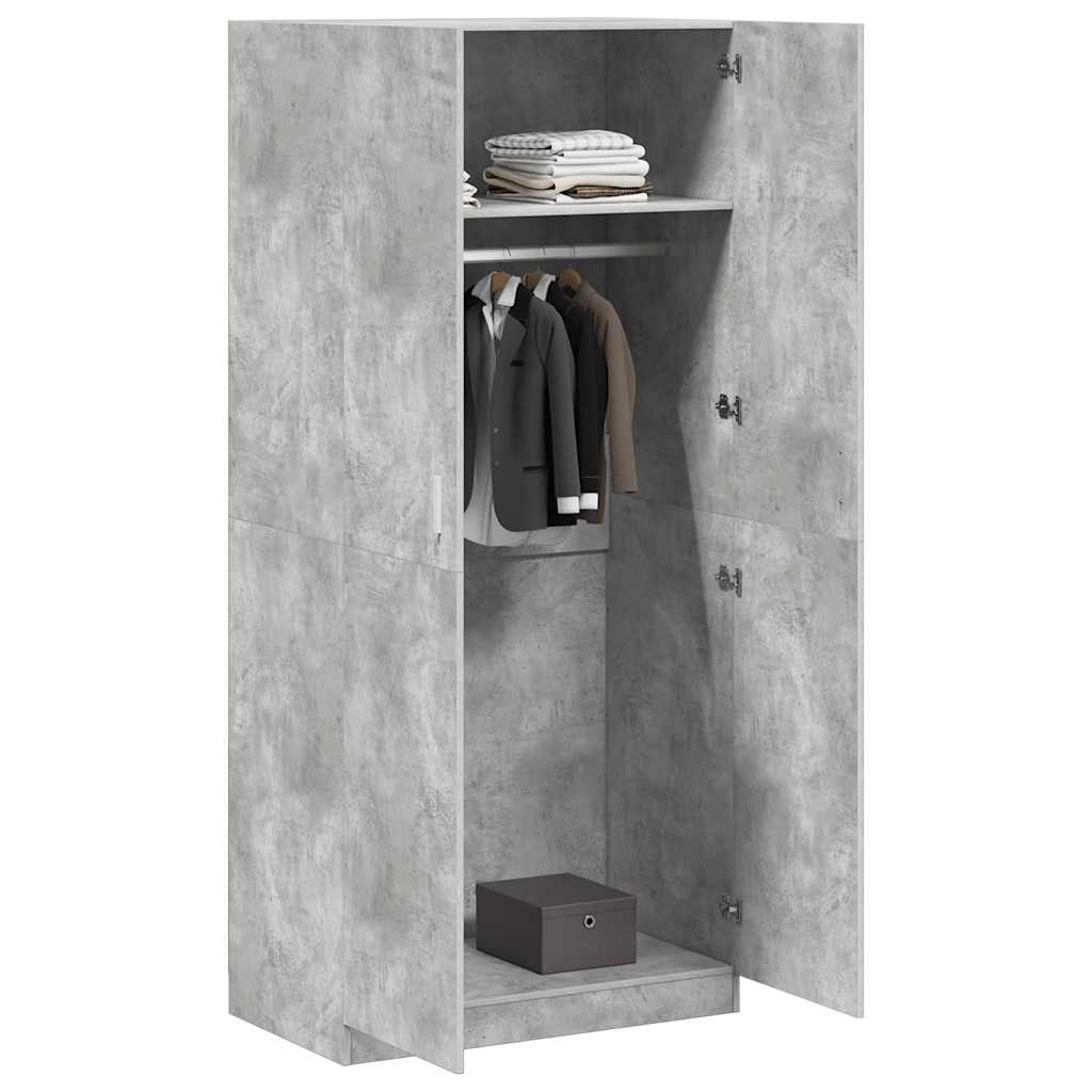 800634 vidaXL Wardrobe Concrete Grey 90x52x200 cm Engineered Wood