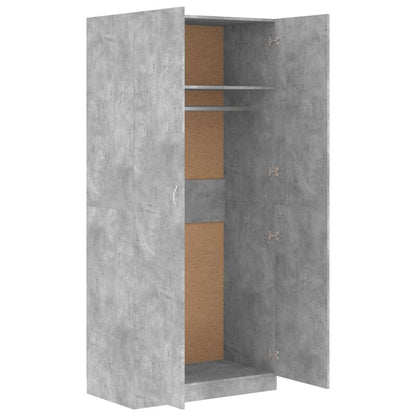 800634 vidaXL Wardrobe Concrete Grey 90x52x200 cm Engineered Wood
