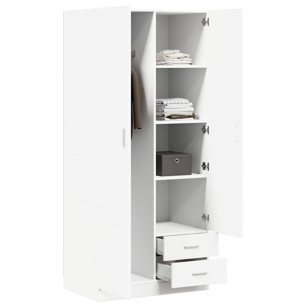 800639 vidaXL Wardrobe White 80x52x180 cm Engineered Wood