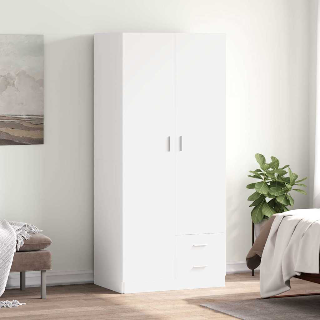 800639 vidaXL Wardrobe White 80x52x180 cm Engineered Wood