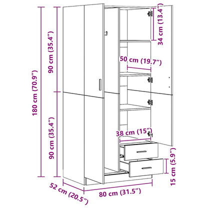 Wardrobe | Concrete Grey | Engineered Wood | Compact | Wardrobe