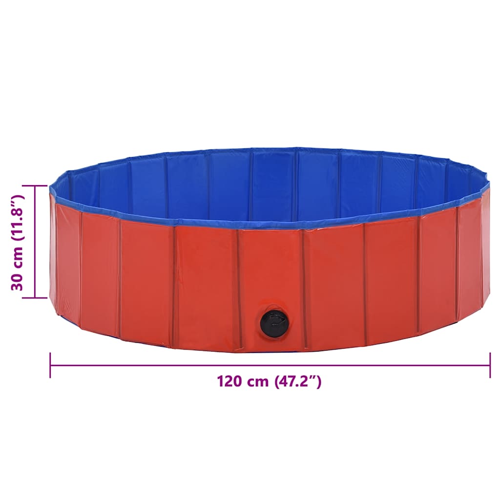 Foldable Dog Swimming Pool Red 120x30 cm PVC