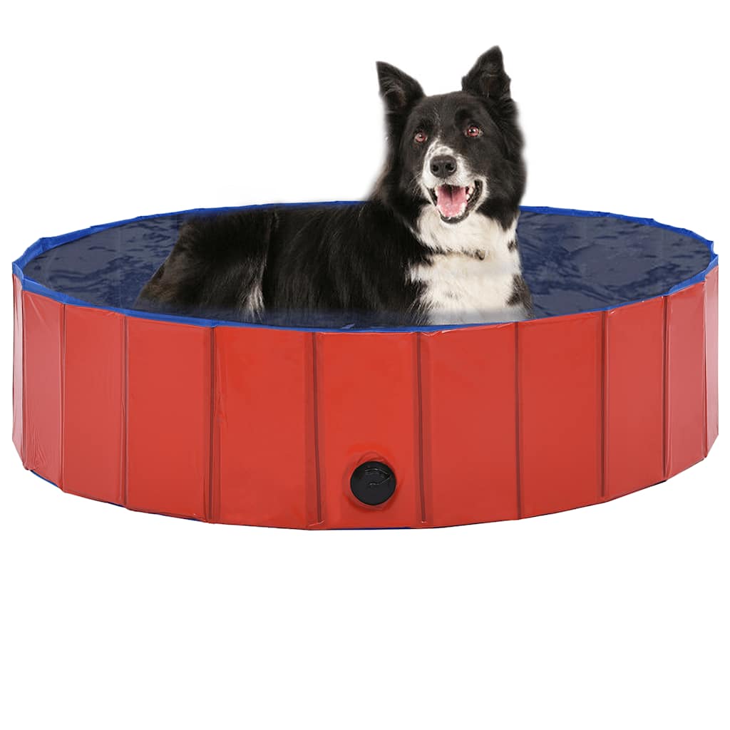 Foldable Dog Swimming Pool Red 120x30 cm PVC