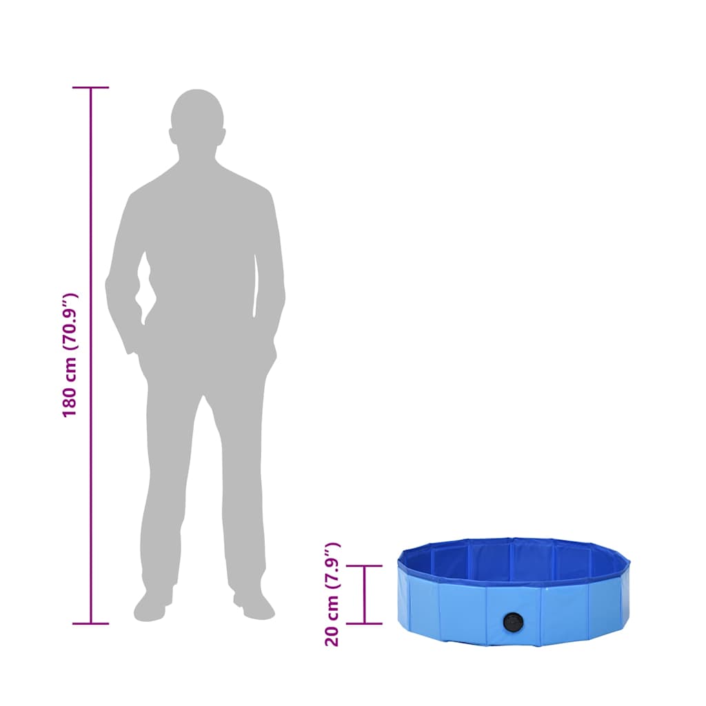 Foldable Dog Swimming Pool Blue 80x20 cm PVC