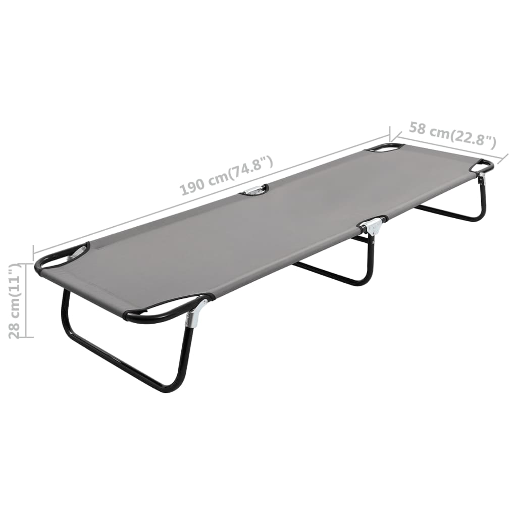 Sun Lounger | Grey | Strong steel frame & 600D polyester | Standard