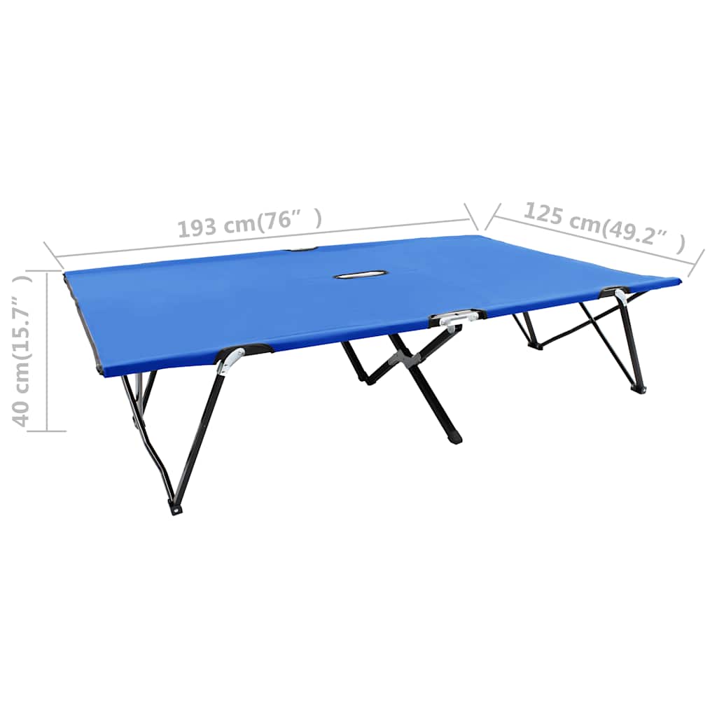 Two Person Folding Sun Lounger Blue Steel