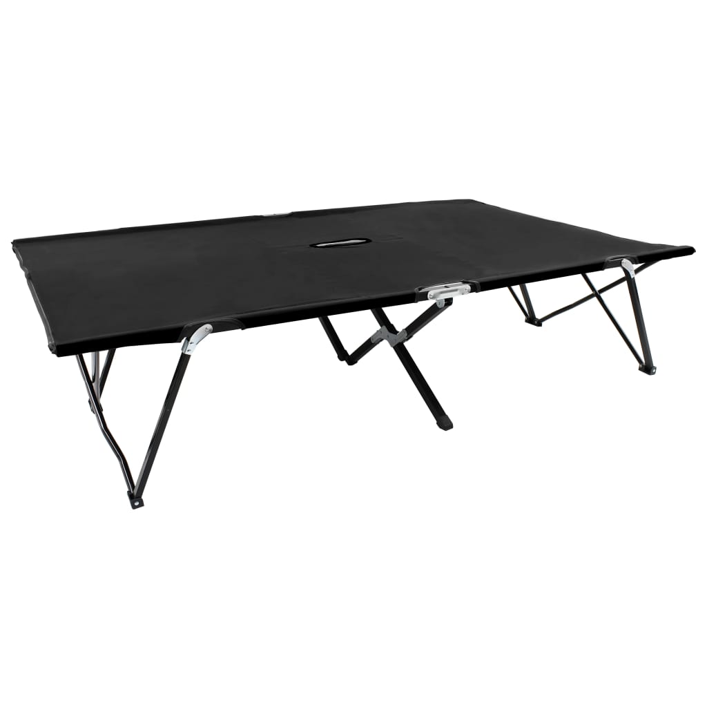 Sun Lounger | Black | Steel frame | Double | Foldable | Sun Lounger