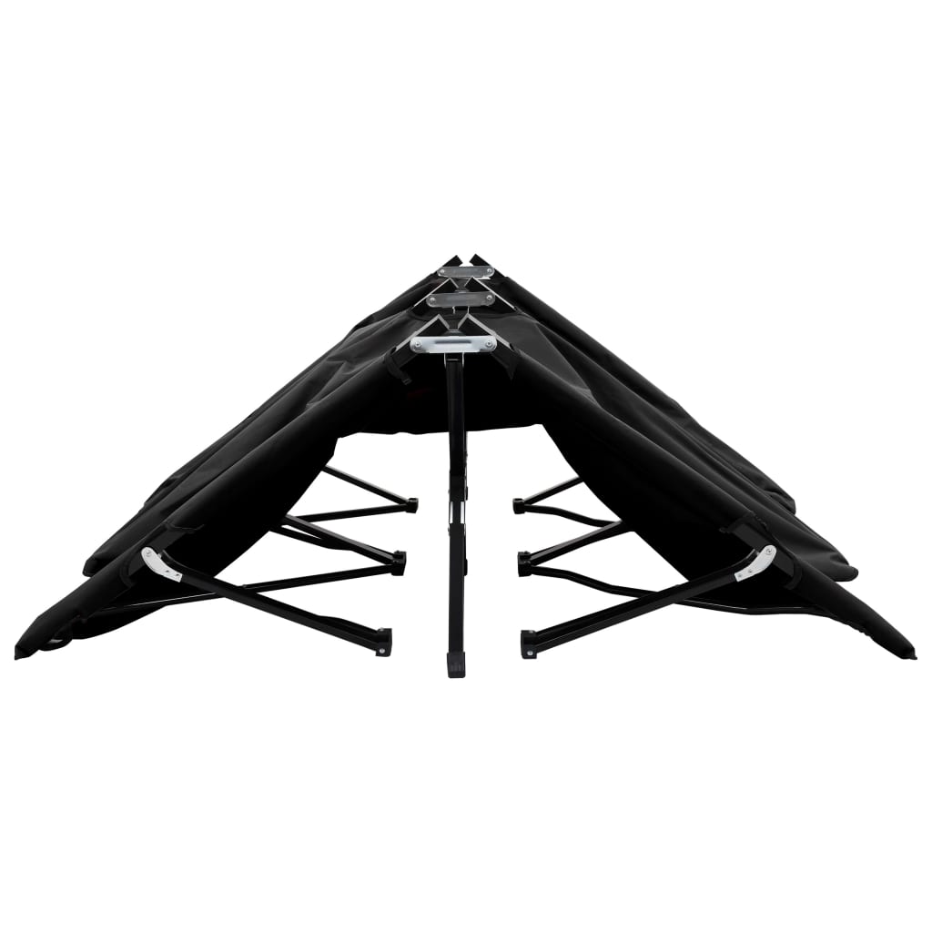 Sun Lounger | Black | Steel frame | Double | Foldable | Sun Lounger
