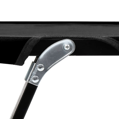 Sun Lounger | Black | Steel frame | Double | Foldable | Sun Lounger