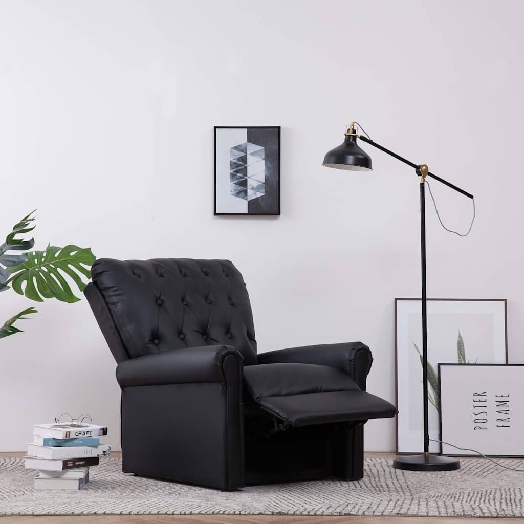Reclining Chair Black Faux Leather