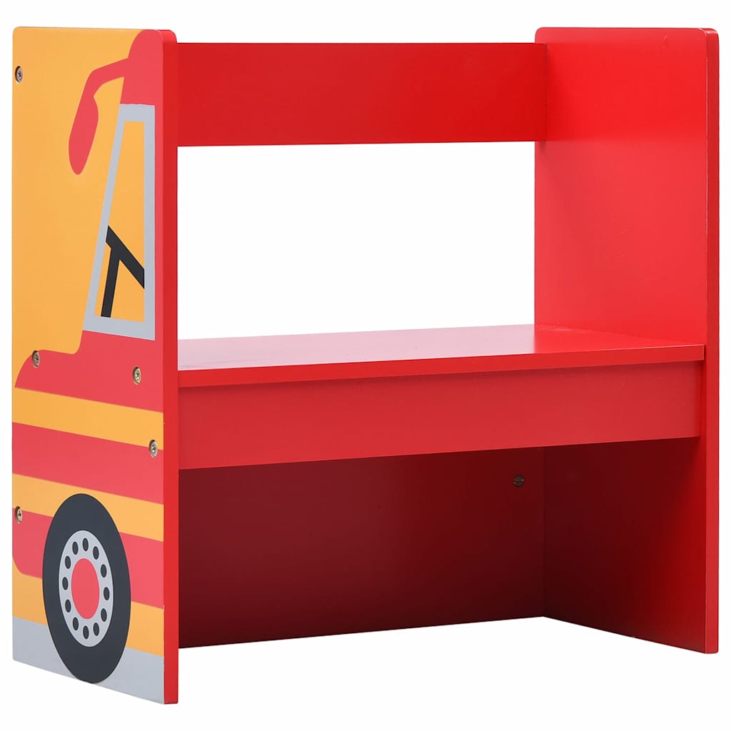 286190 vidaXL 3 Piece Kids Chair Table Set Fire Truck Design Wood