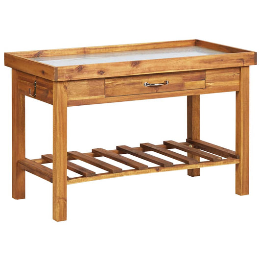 Planting Table | Brown | Solid acacia wood with zinc | Medium