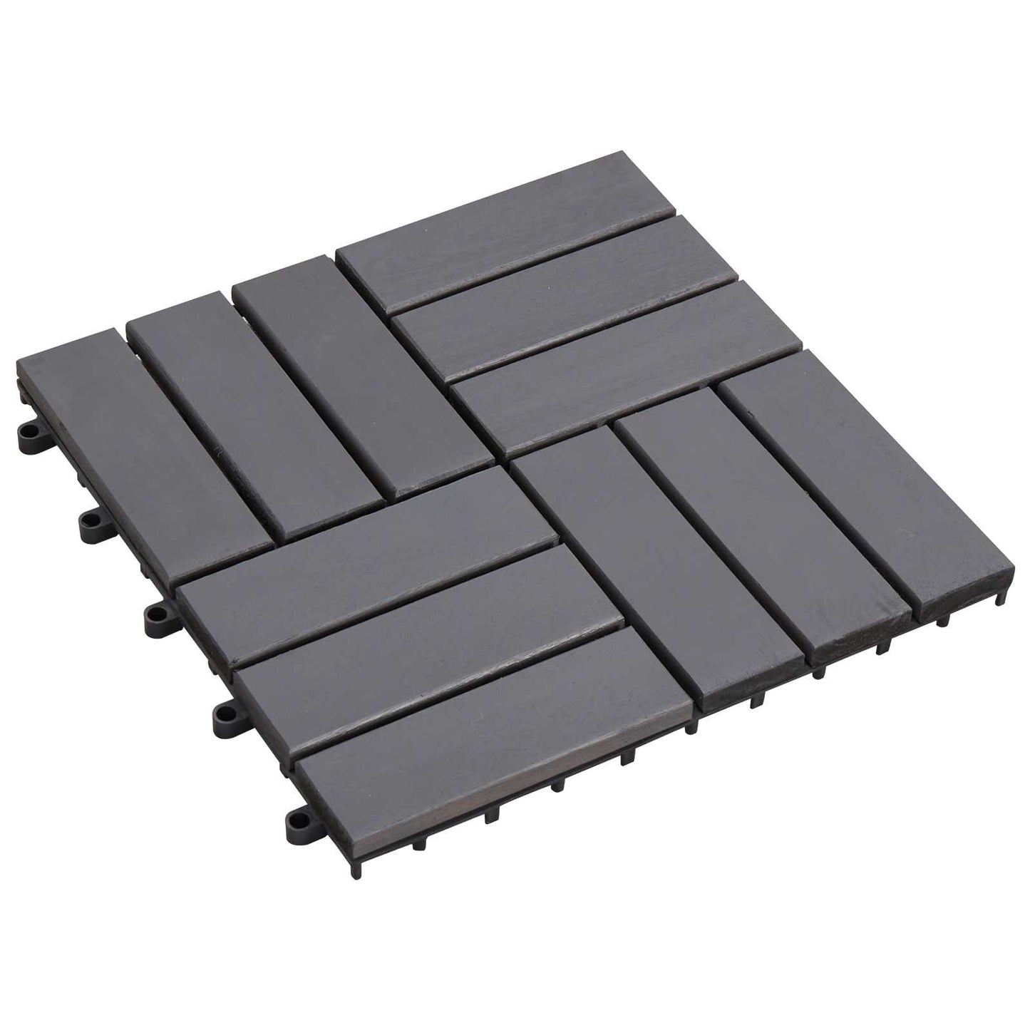 Decking Tile 10 pcs Grey 30 x 30 cm Acacia Hardwood