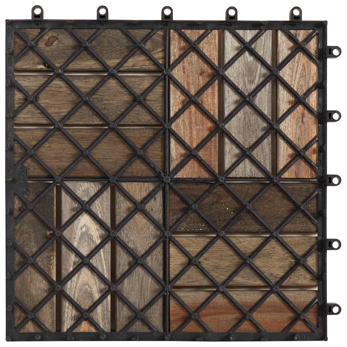 Decking Tile 10 pcs Grey 30 x 30 cm Acacia Hardwood