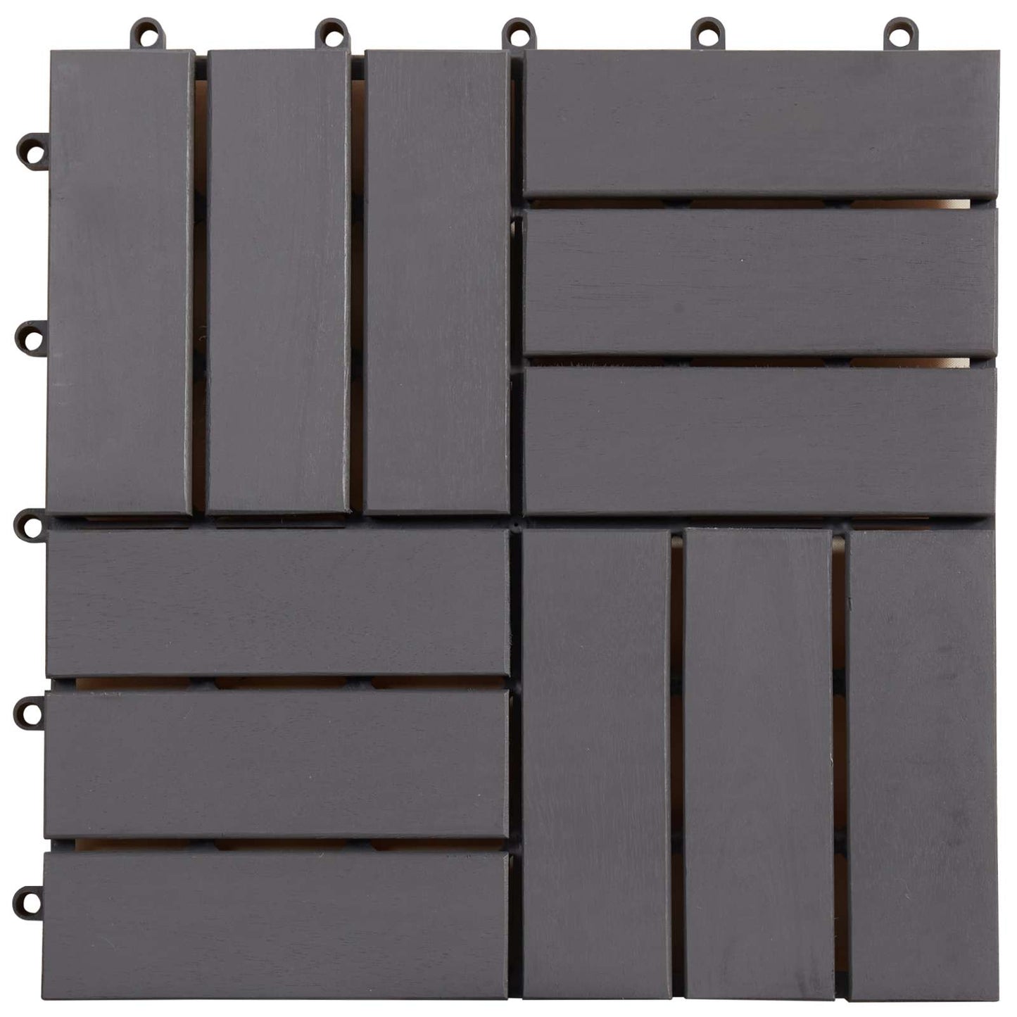 Decking Tile 10 pcs Grey 30 x 30 cm Acacia Hardwood