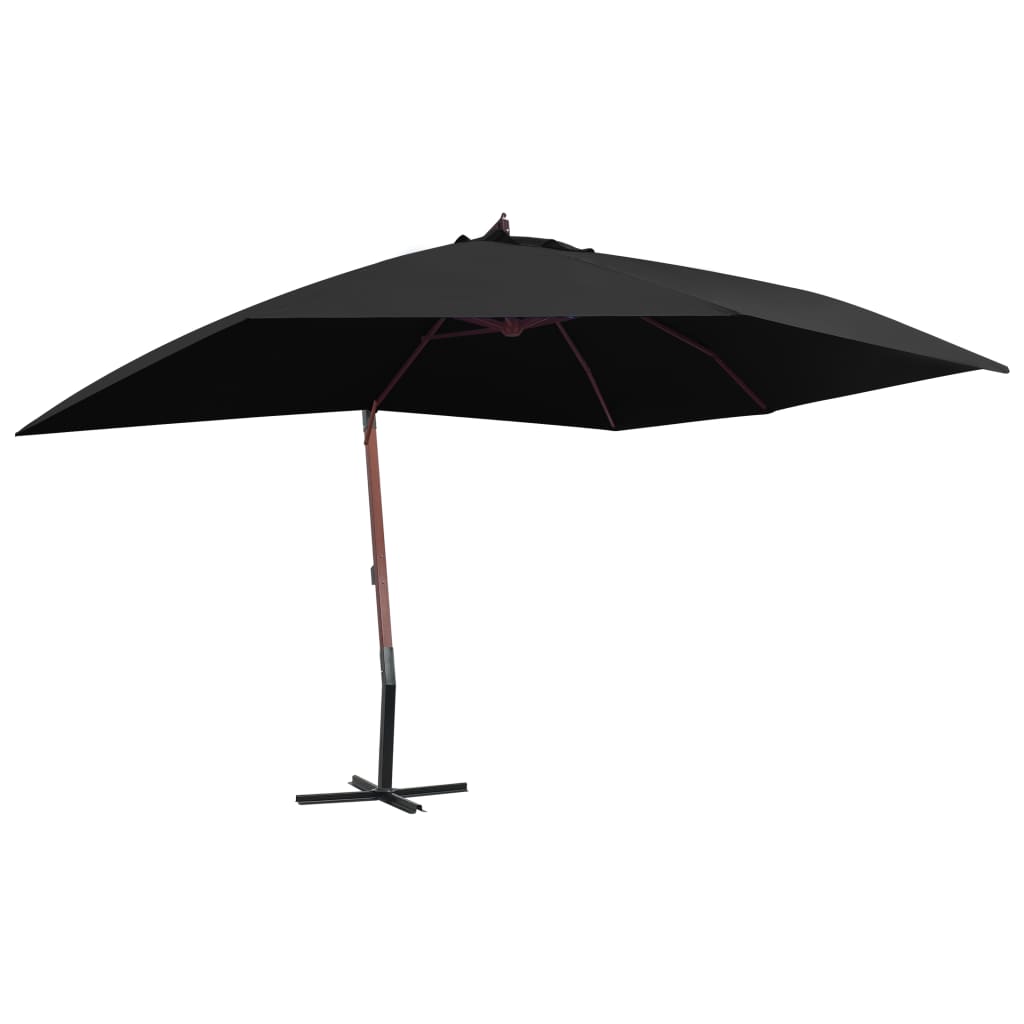 Garden Parasol | Black | Polyester | Large | UV-resistant materials