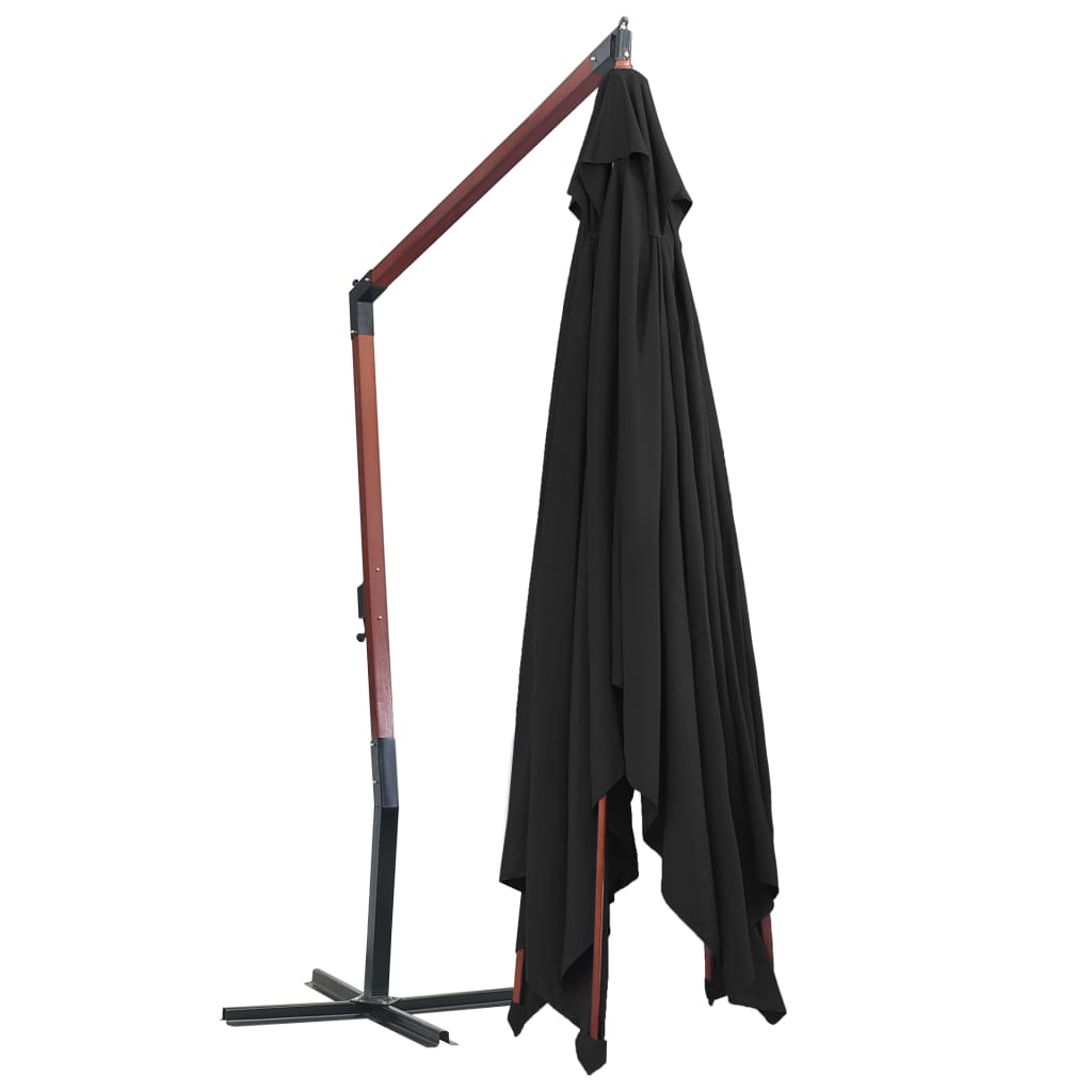 Garden Parasol | Black | Polyester | Large | UV-resistant materials
