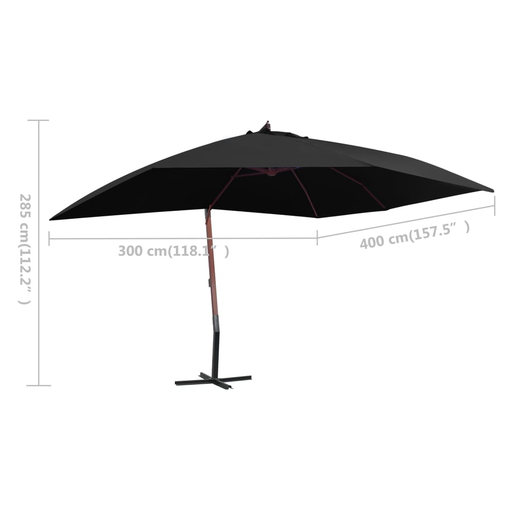 Garden Parasol | Black | Polyester | Large | UV-resistant materials