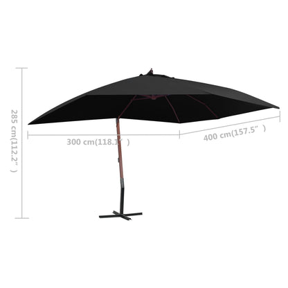 Garden Parasol | Black | Polyester | Large | UV-resistant materials