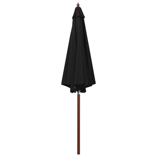 Garden Parasol with Wooden Pole 300x258 cm Black