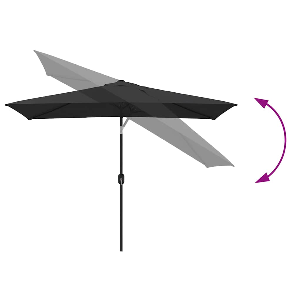 Outdoor Parasol with Metal Pole 300x200 cm Black