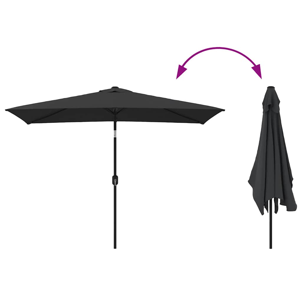 Outdoor Parasol with Metal Pole 300x200 cm Black