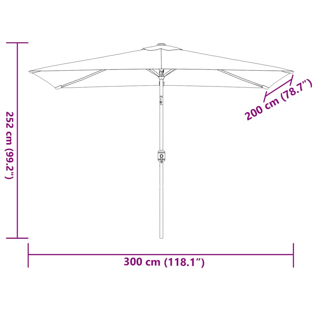 Garden Parasol | Azure | Polyester | 300x200 cm | Tiltable