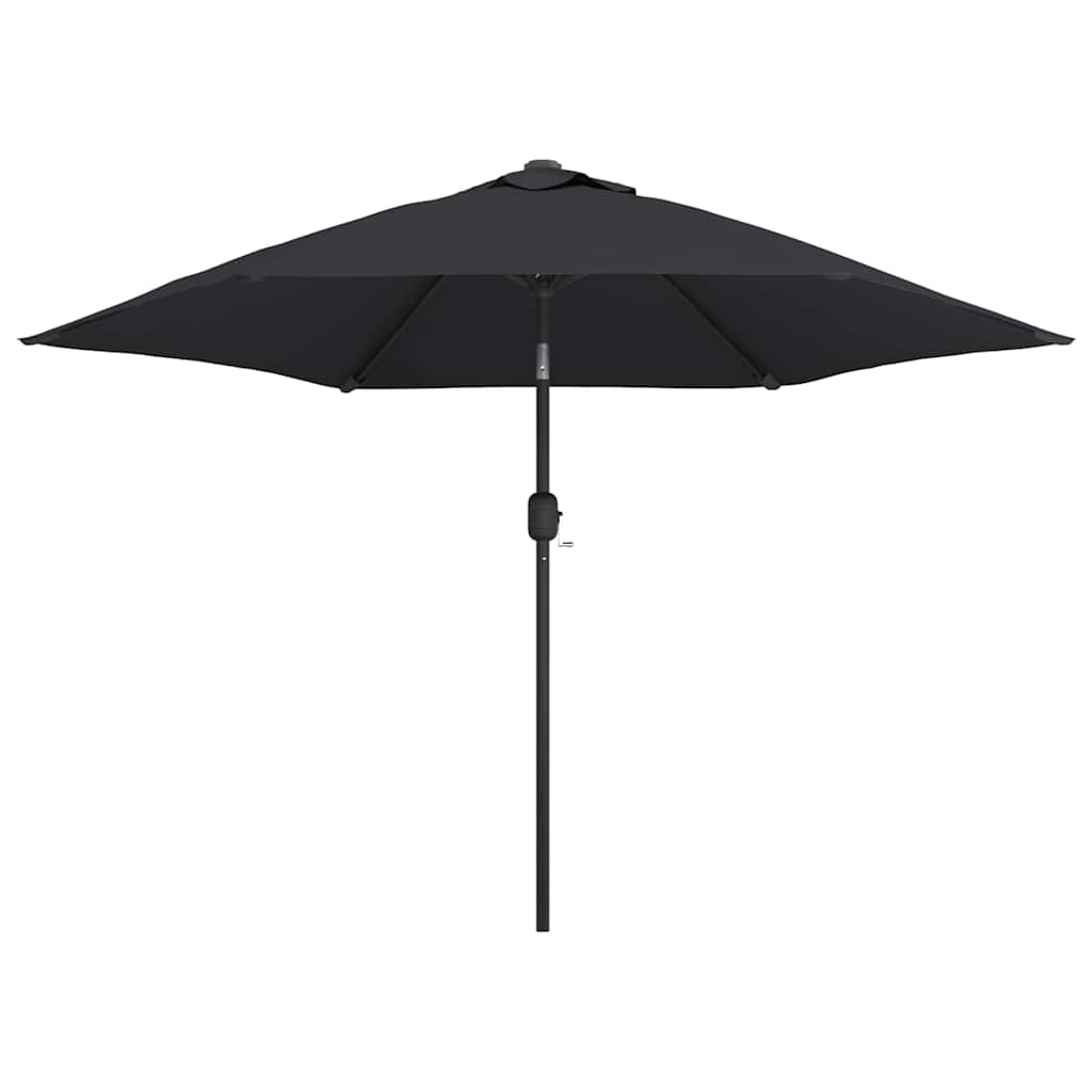 Outdoor Parasol with LED Lights and Steel Pole 300 cm Black
